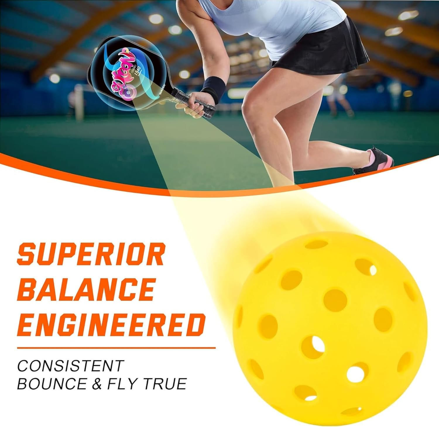 Outdoor Pickleball Balls with Mesh Bag, 40 Holes Pickleball Balls Outdoor, High Bounce Compatible with All Pickleball Paddles, Perfect for Beginners and Intermediate Players(12Pcs) image number 6