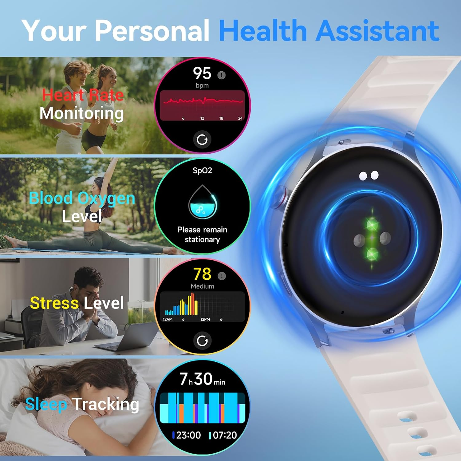 Aeac Smart Watch for Women Men,1.32" AMOLED Touchscreen Fitness Tracker, Make/Answer Calls, Activity Trackers with Heart Rate/Sleep/Spo2 Monitor,110+ Sport Modes Waterproof Fitness Watch