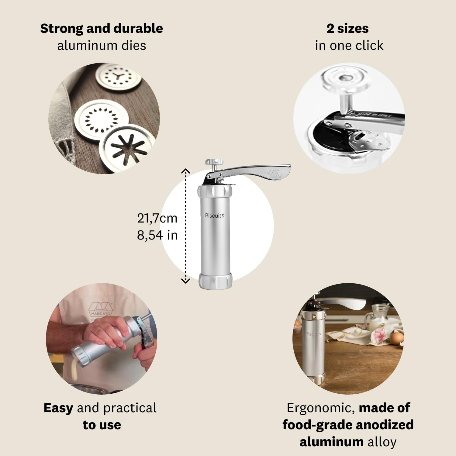 Norpro 8300 Marcato Classic Biscuit Press, Silver image number 2