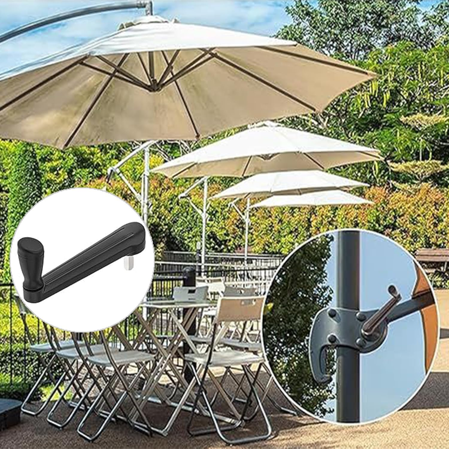 Yharnamite Patio Umbrella Crank, Umbrella Replacement Parts, Outdoor Sunshade Crank Handle, Adjustable Canopy Repair Tool for Garden & Yard image number 4