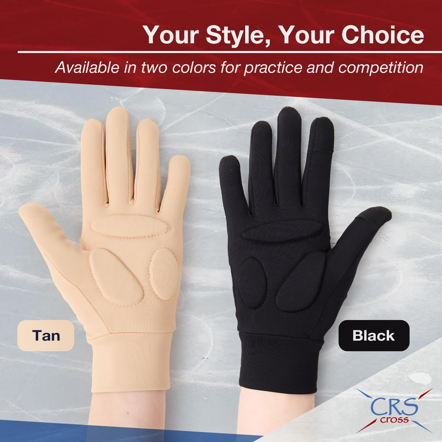 CRS Cross Figure Skating Gloves - Warm Padded Protection for Practice, Competition, or Testing/Examination image number 3