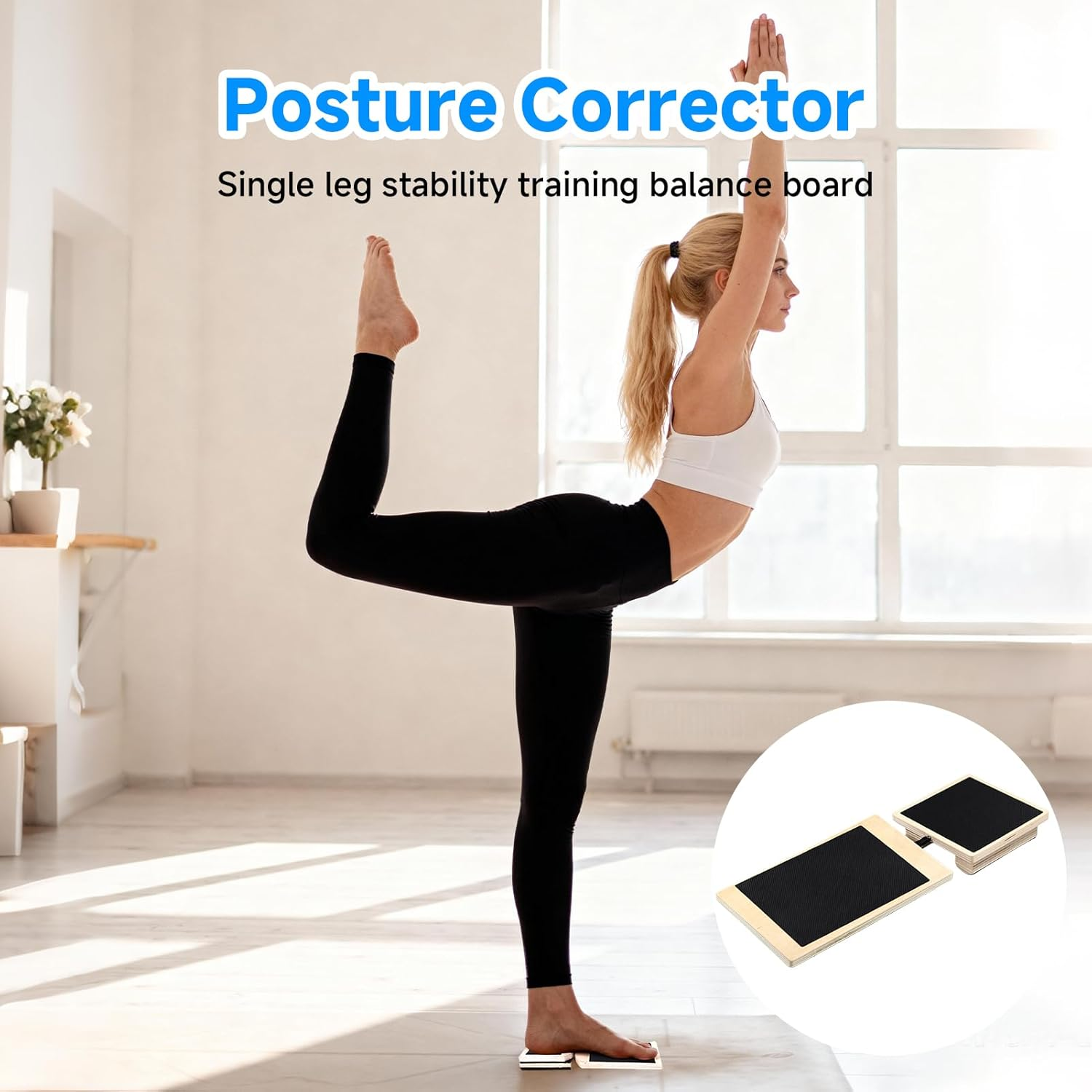 Ankle Foot Strengthener Balance Board Exerciser,Wooden Non Slip,Single Leg Stability Trainer Balance Board, Posture Corrector Foot Stretcher for Plantar Fasciitis Relief & Physical Therapy image number 6