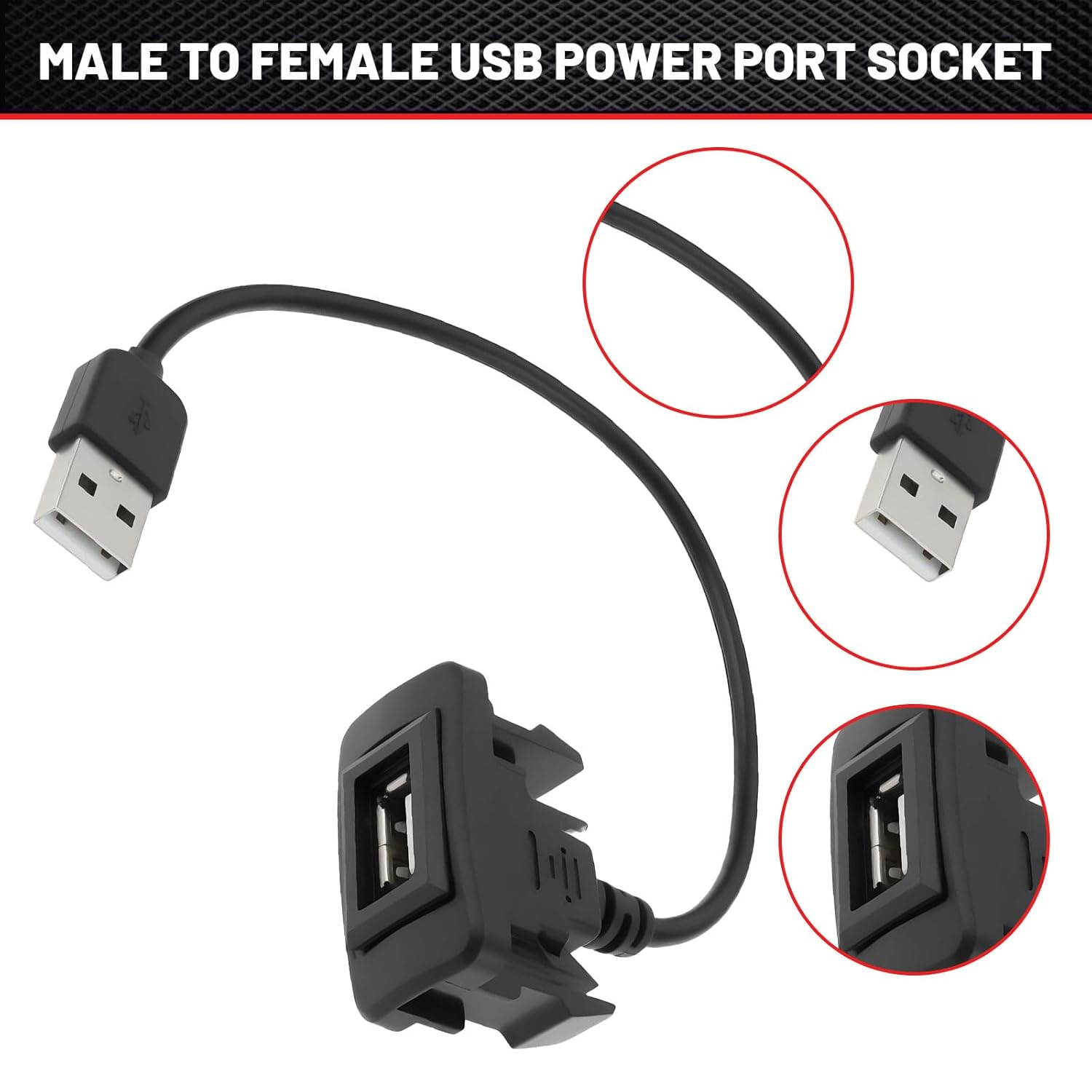 MAEZOE USB Port Car Charger Adapter for Toyota Hilux Tundra Camry, Male to Female Power Socket Extension Cable for Dash Panel &ndash; Fast Charging, Easy Installation, Broad Compatibility image number 6