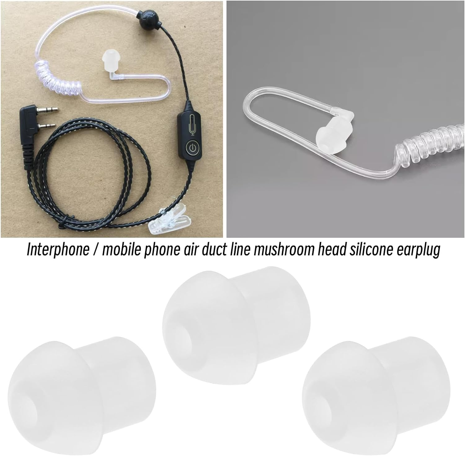 SING F LTD Replacement Silicone Earbud Ear Tips Compatible with Motorola Compatible with Kenwood Two Way Radio Talkie Walkie Air Tube Earpiece 10PCS Black & 10PCS White image number 5