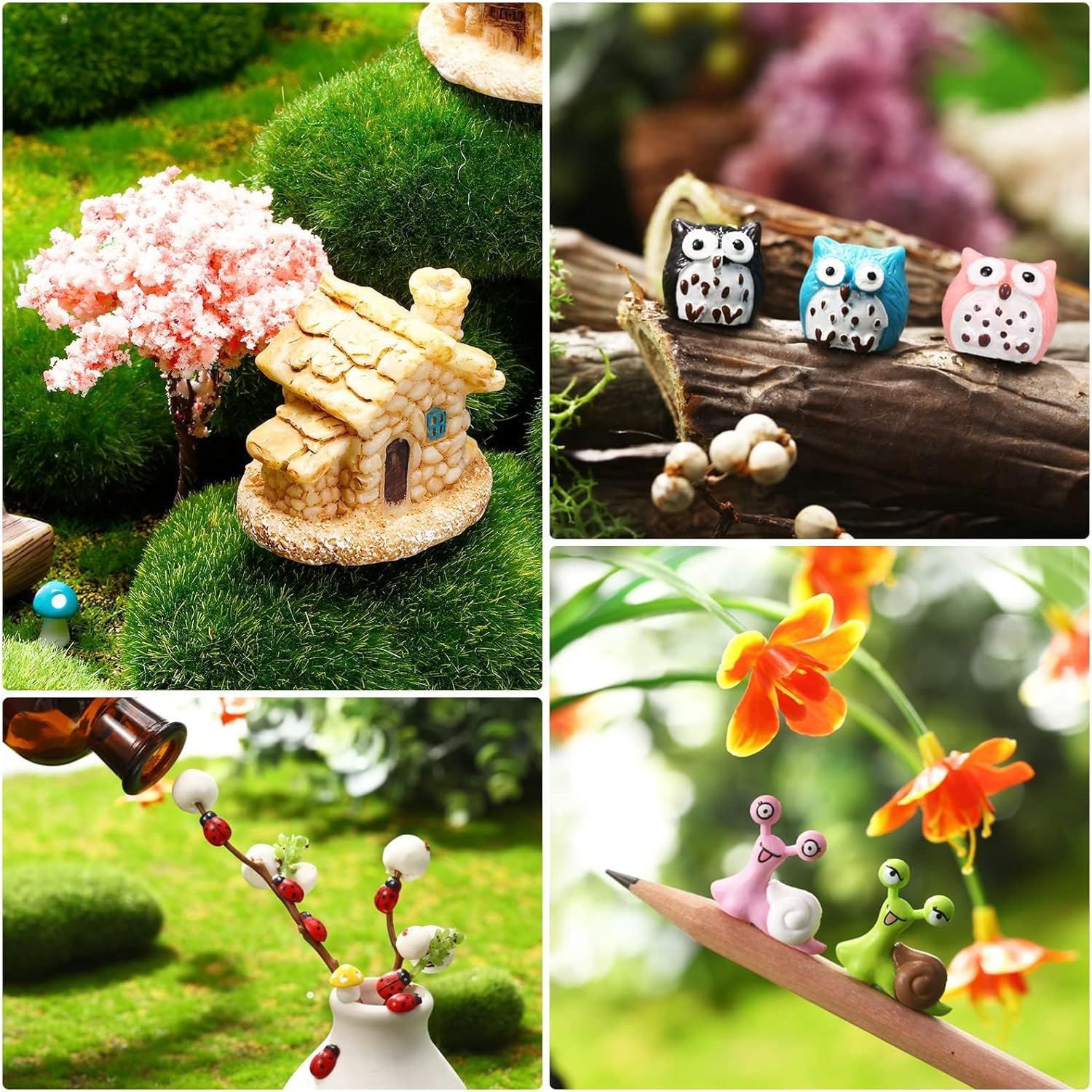 64 Pieces Miniature Garden Accessories Mini Animals Miniature Ornament Kit Animal Figurines Animals Miniature Micro Landscape Accessories Decoration Plant House Decor image number 6