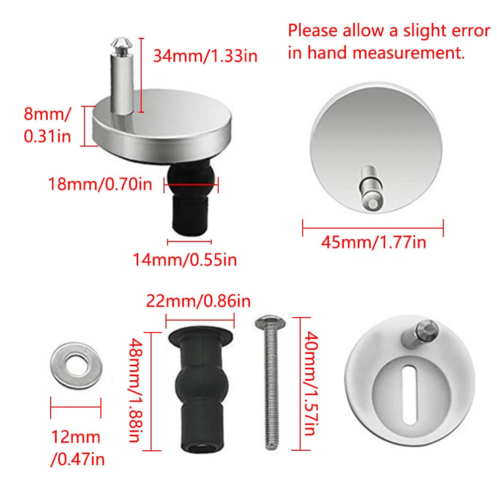 Universal Toilet Seat Fittings, 2Pcs Quick Release Top Hinges Fittings Stainless Steel Toilet Seat Replacement Kit with Expansion Screws and Bolts, 45Mm/1.77In Diameter (Enhanced) image number 4