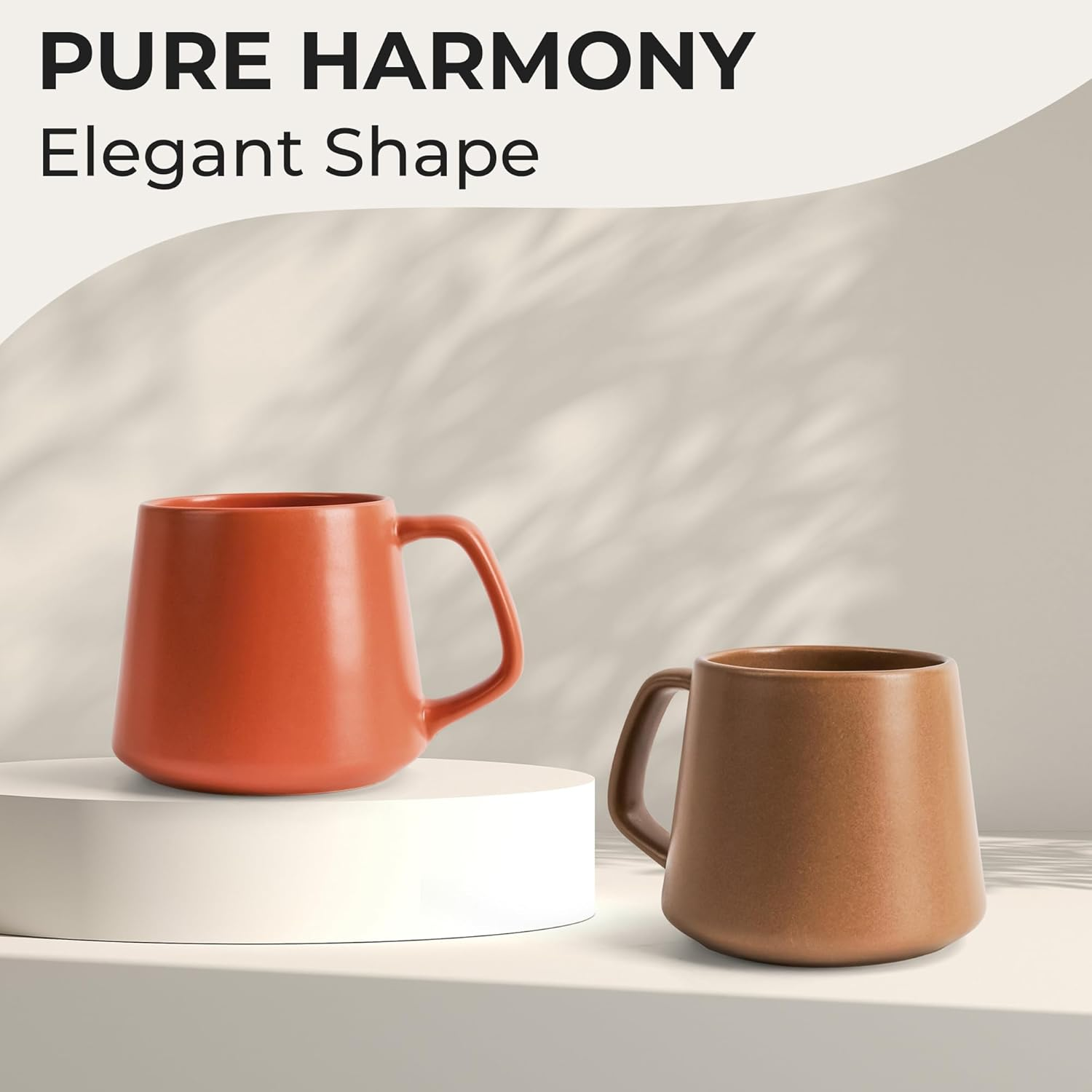 MIAMIO - Coffee Mugs Set of 4 / Large Ceramic Coffee Cups (420 Ml) - Mug for Cappuccino, Tea, Espresso - Microwave and Dishwasher Safe - Luxe Collection (Beige Pastel) image number 1