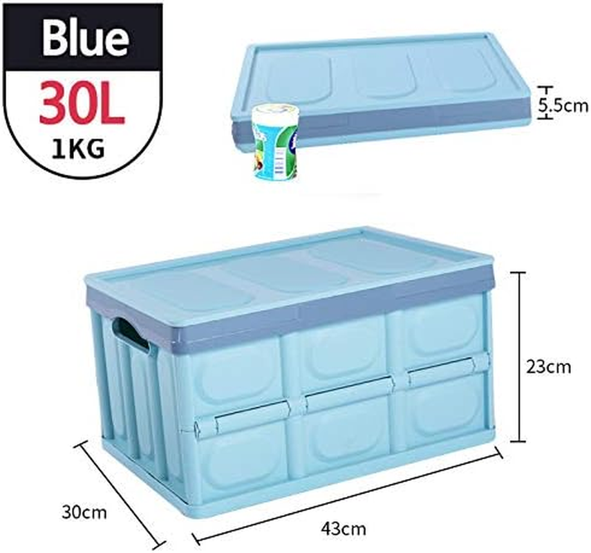 Clever Durable Collapsible Folding Stackable Plastic Crates Storage Container Basket Bins Box with Lids for Outdoor Picnic Camping Cooking Grocery Shopping (Small, Blue) image number 6