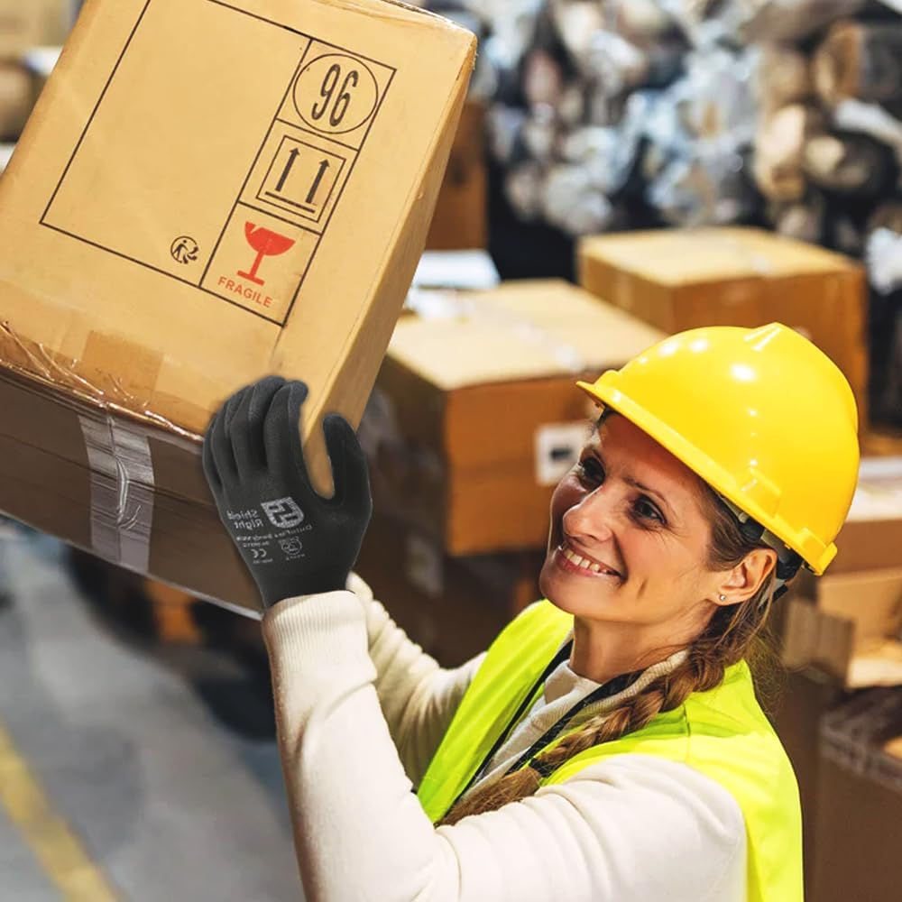 Duraflex Sandy Nitrile Work Gloves,13 Gauge Black Nylon,12 Pairs, Heavy Duty Grip, Comfort Fit, Protective & Durable, Breathable & Cool, Machine Washable image number 1