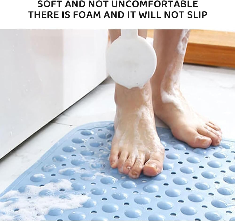 Corner Shower Mat with Suction Cups and Drain Holes &ndash; Non-Slip PVC Bath Mat, Quick Dry, 65X65Cm Sector Bathmat for Bathroom, Shower, Bathtub (Baby Blue) image number 4