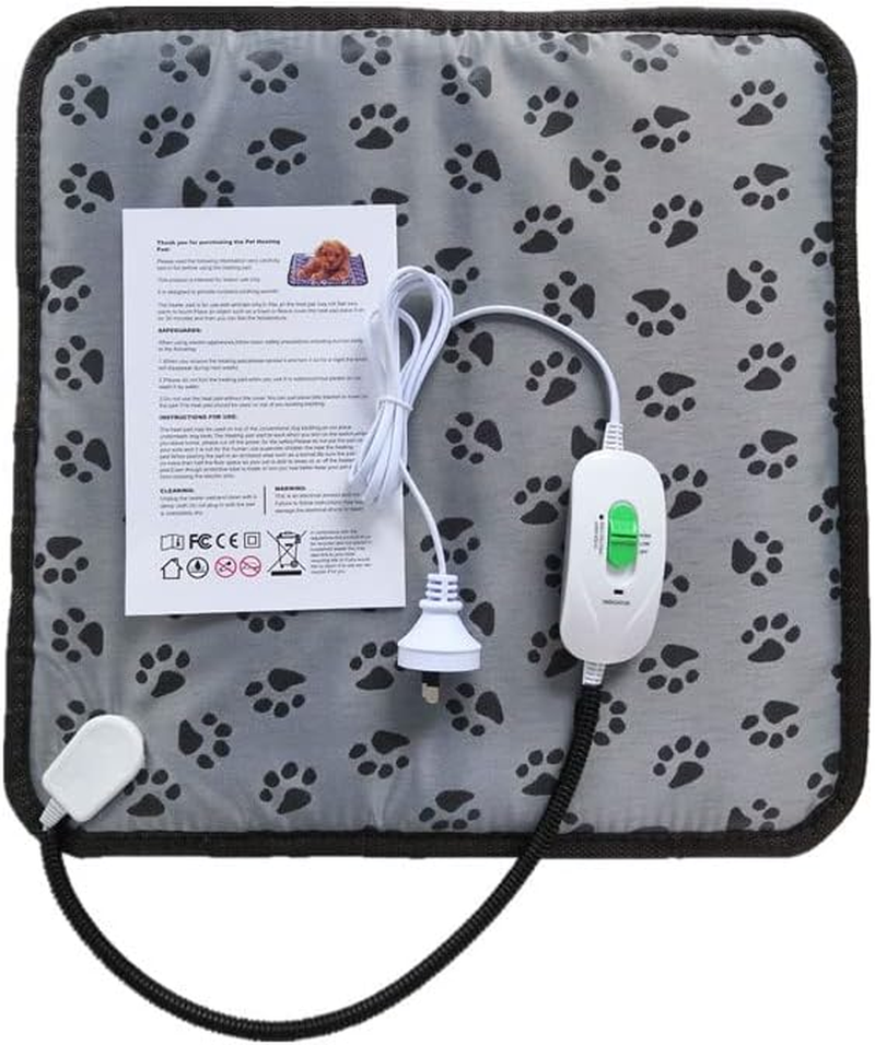 Joywoof Pet Heated Mat for Cats Cats and Dogs,Warming Puppy Heating Bed with Indicator and Switch,Waterproof Heated Animal Bed with Bite Resistant Cable 45X45Cm Gray image number 3