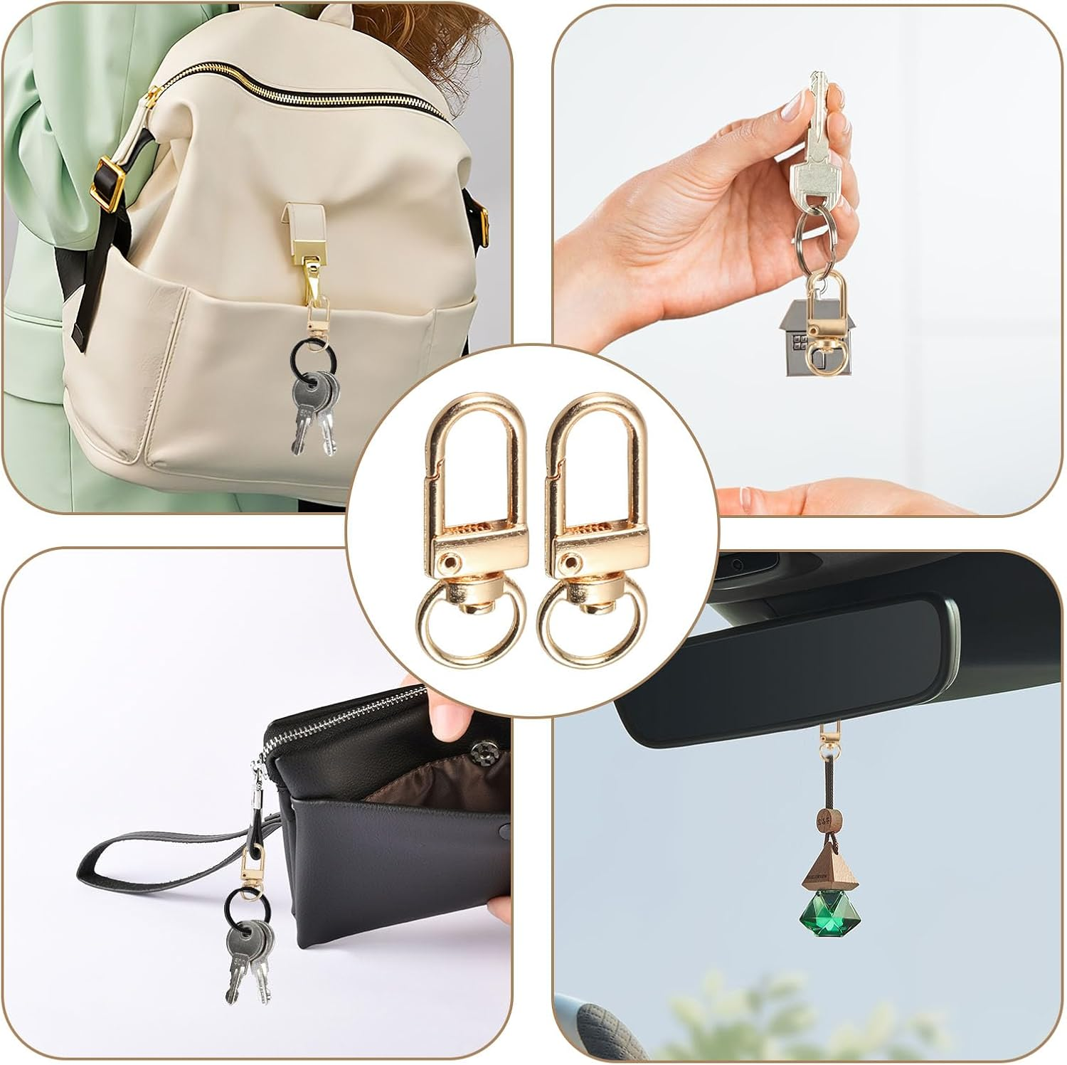 Hand Strap Mobile Phone, 20 Pieces Zinc Alloy U-Shaped Key Rings with Carabiner Hook, Mobile Phone Loop for Mobile Phone Keys, Pockets, Mobile Phone Chain, Short for Women,