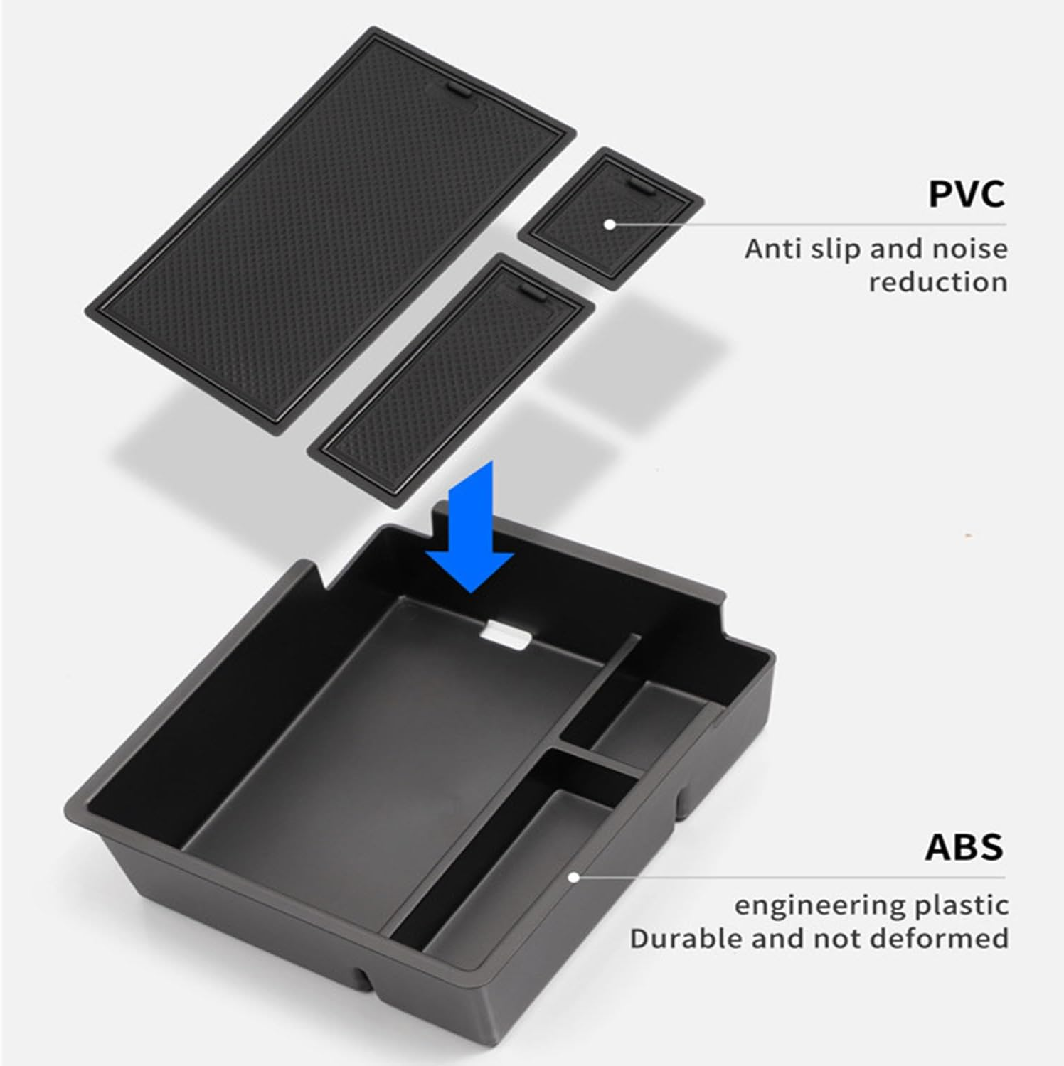 Wzenclave Armrest Secondary Storage Box,Black Console Armrest Storage Box Armrest Insert Tray, Central Console Accessories image number 3