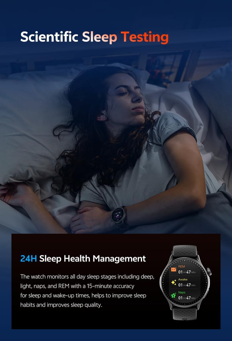 Dandjoo GTR3 Aura Smart Watch (Grey) 1.43&rdquo; AMOLED HD Display, Bluetooth Calling, Remote Camera Control, Voice Assistance, Compatible with Android/Ios, 100+ Sports Modes, Waterproof 3 ATM. - Grey, Grey image number 4