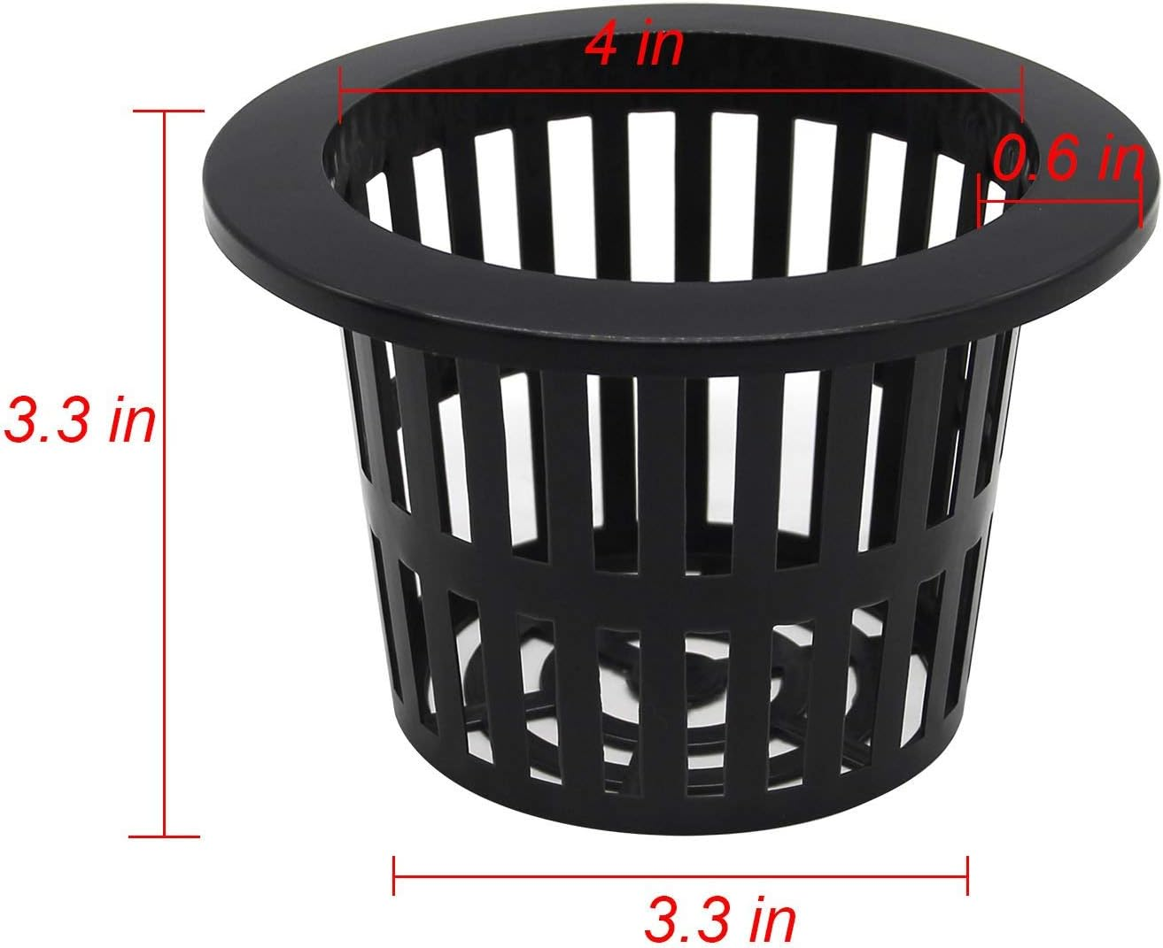 Coolrunner 25 Pack 4 Inch Garden Net Cups Pots, Plastic Plant Nursery Pots, Slotted Mesh Wide Lip round Heavy Duty Net Pot Bucket Basket for Hydroponics(Black) image number 2