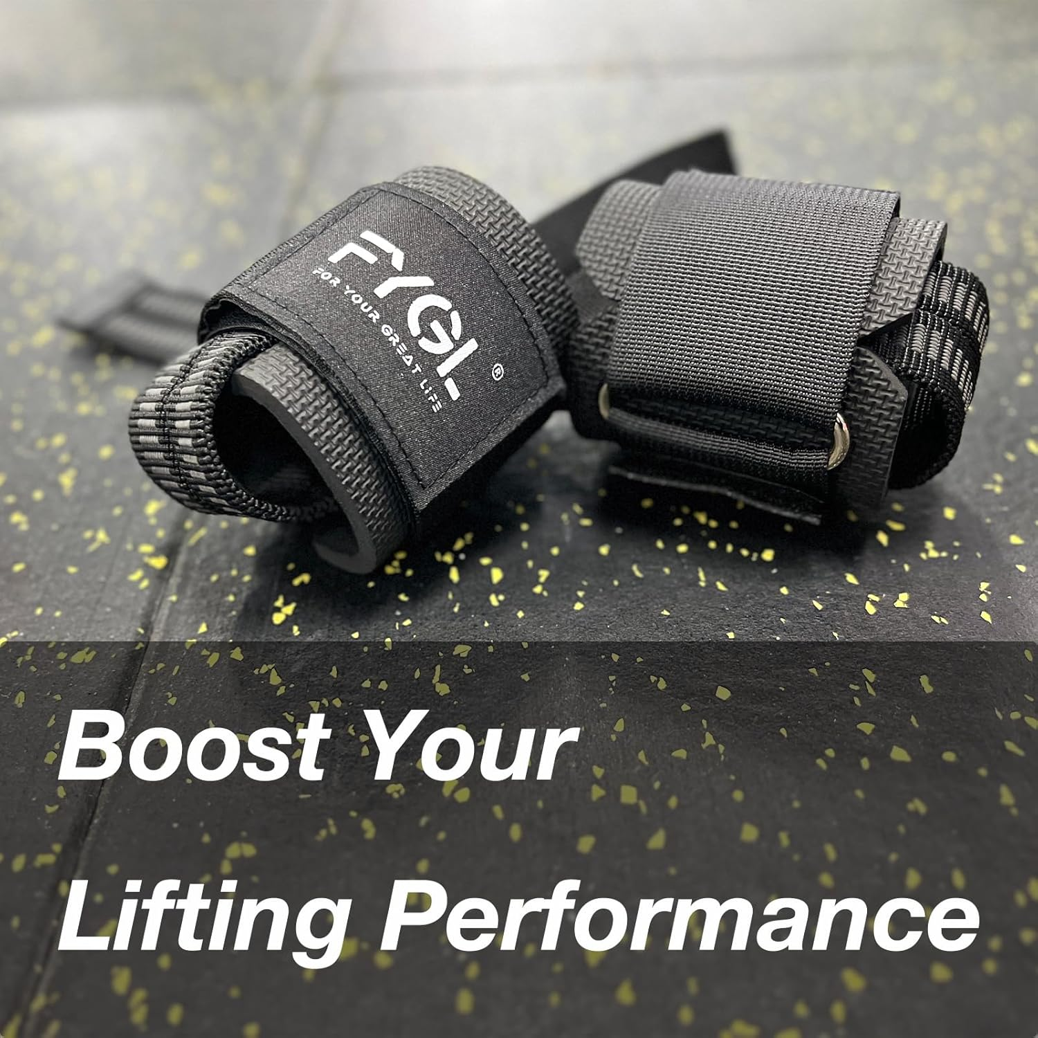 FYGL Lifting Straps with Dura Rubber Grip, No-Slip Nylon Wrist Strap with Neoprene Support for Weightlifting, Powerlifting, Deadlifts image number 5