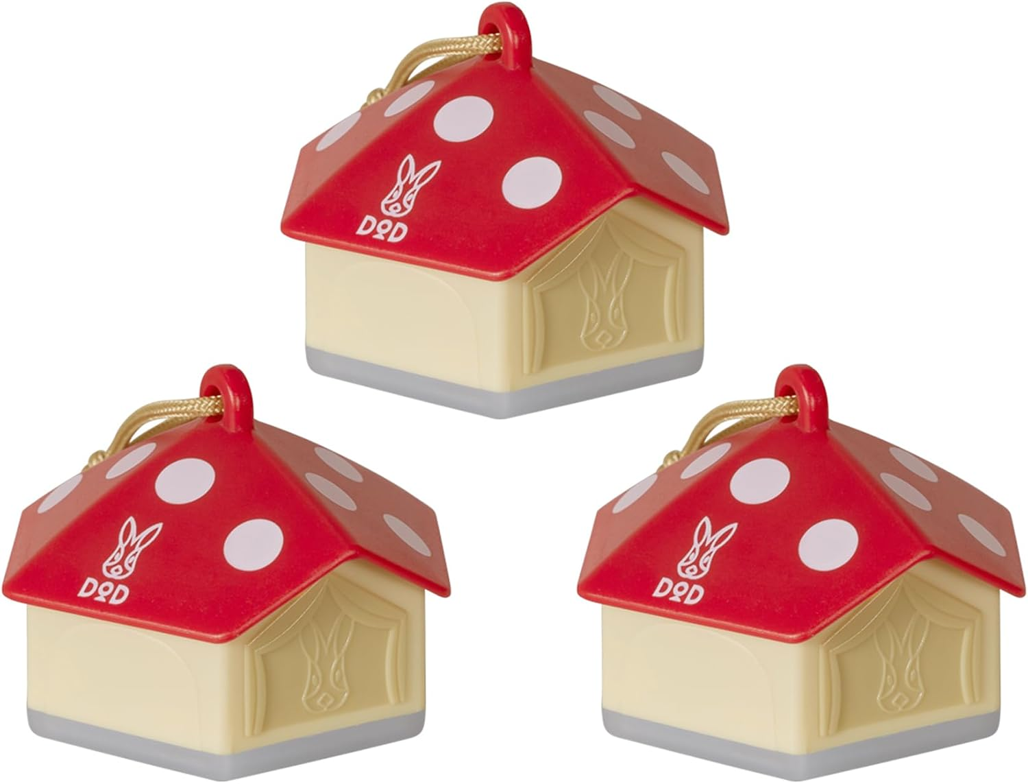 DOD L3-046-RD Mini Mushroom Light, Set of 3, LED Lanterns, USB Rechargeable, Small, Lightweight, 200 Lumens, 6-60 Hours