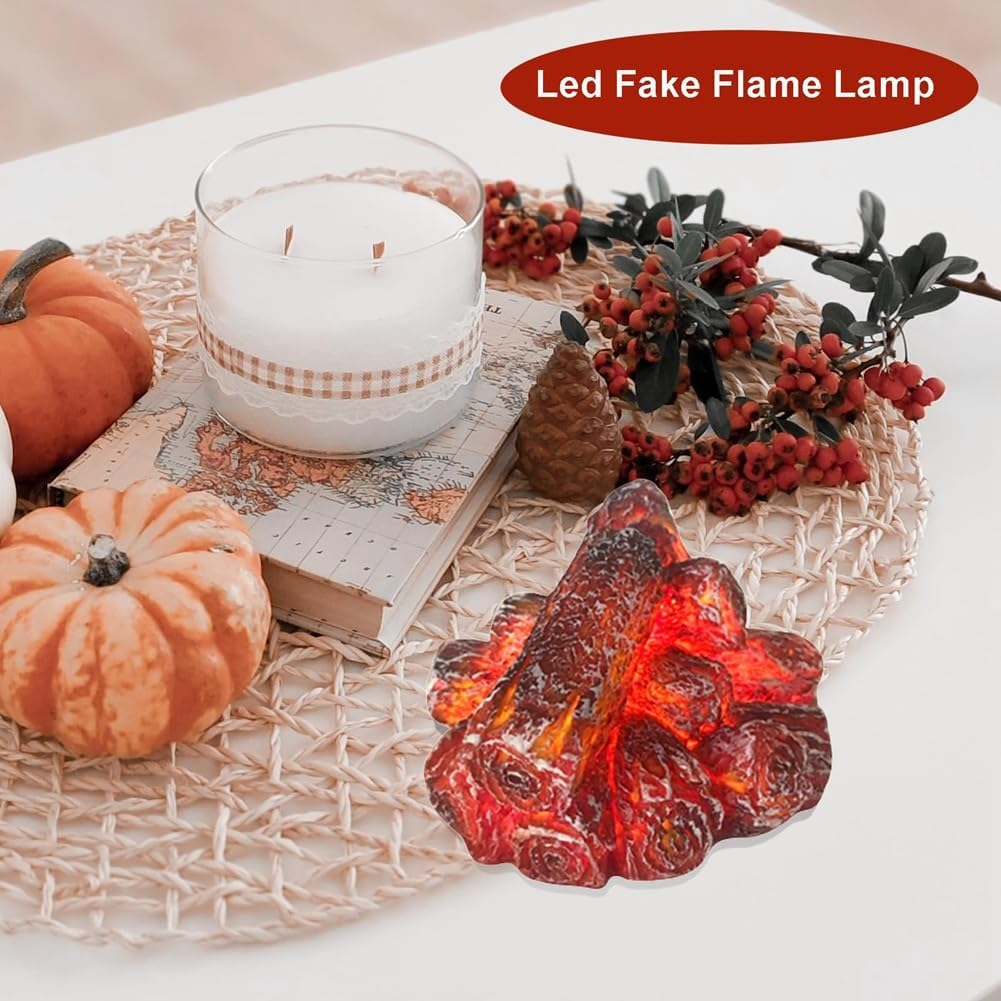 LED Artificial Fire Flame Light, Flameless Fireplace Light LED Fireplace with Realistic Log Wood Burning Flame Easy to Use image number 3