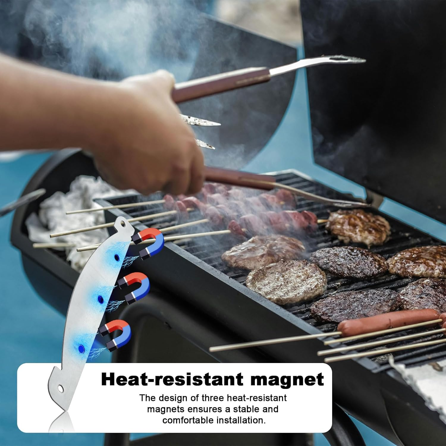 NQEUEPN Pit Boss Heat Deflector Pit Boss Heavy Duty Steel Heat Deflector Modification Heat Diffuser Magnetic Plates Thermal Air Gap Temperature Detection image number 5