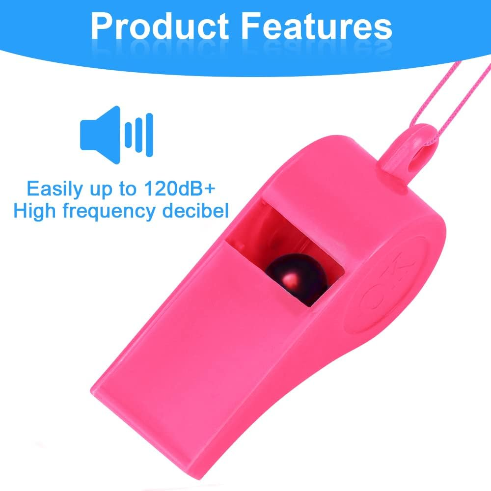 Vicloon Placstic Whistle, Referee Whistle, Whistles with Lanyards Sport Whistle Children'S Whistle for School Sports Training, Football, Security and Emergency Survival image number 2