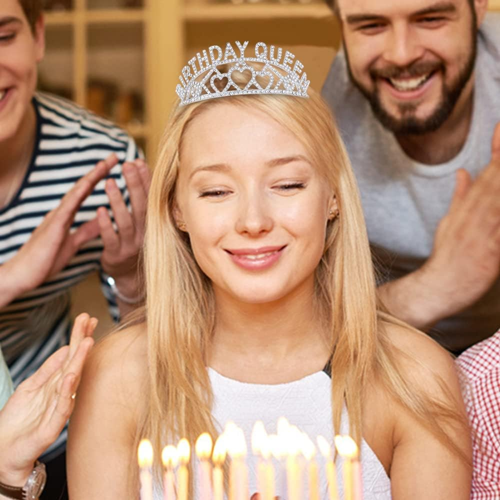 Birthday Tiara for Women Gold Birthday Queen Sash