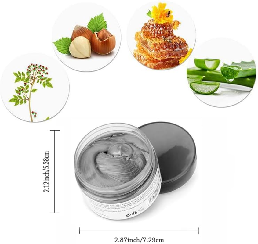 Mofajang Silver Grey Hair Color Wax, Natural Hairstyle Wax 4.23 Oz, Temporary Hairstyle Cream for Party, Cosplay, Halloween, Daily Use, Date, Clubbing (Silver Grey) - Blue image number 3