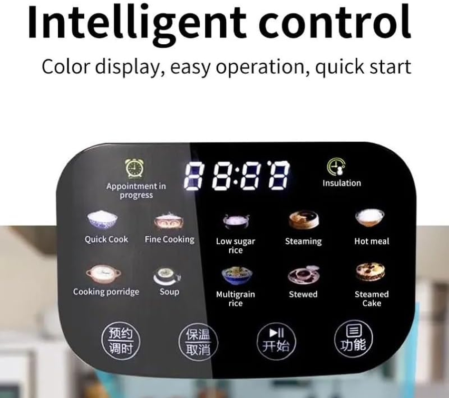 Xversion Low Sugar Rice Cooker 3L &ndash; Makes 10&ndash;12 Cups &ndash; Smart Multi-Cooker for Rice, Low Carb, Stew, Cake &ndash; Steamer, Timer &ndash; Cream image number 3