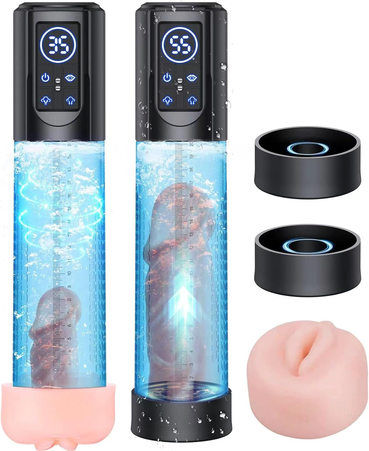 Electric Penis Pump, Adult Male Toys Enlarger for Men, Air Water Extender with 4 Training Pressure and 3 Suction Modes, Automatic Male Masturbator with Cock Training (Black) image number 4