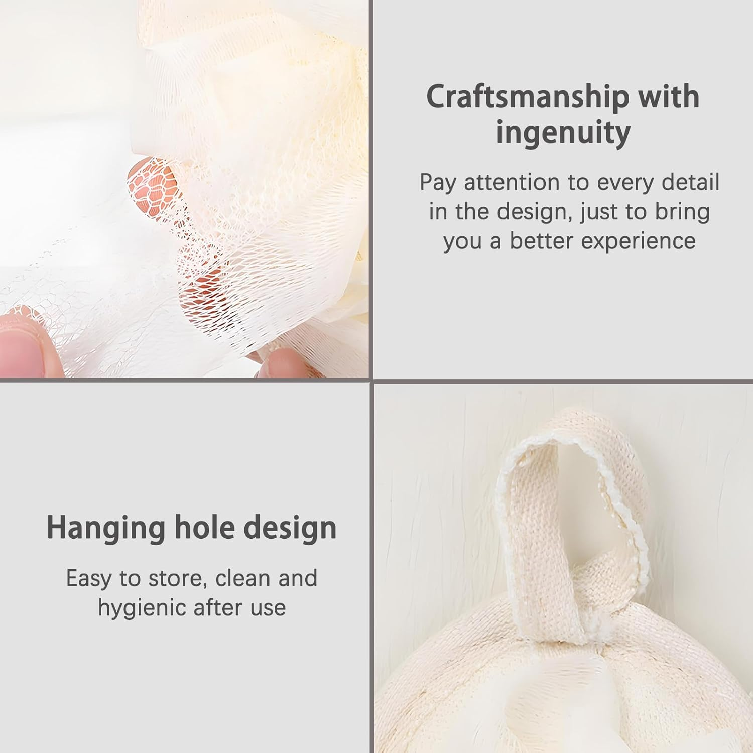 Checkzed Loofah Bath Shower Sponge Poufs &ndash; 2 Pack Large Mesh Shower Loofahs for Exfoliating & Cleansing, Eco-Friendly Body Scrubber Sponges, Gentle Shower Sponge for Bath & Body Products image number 1