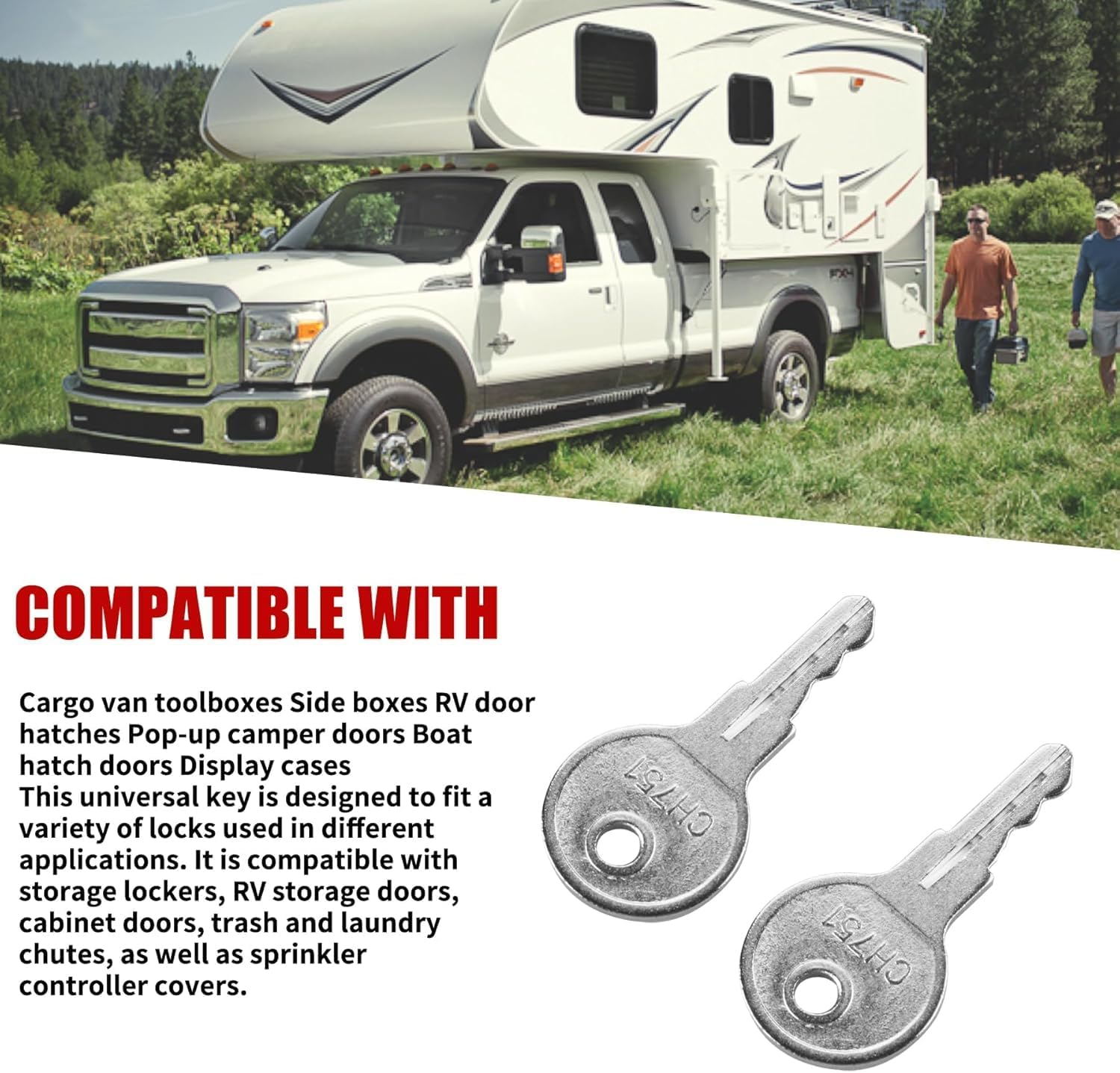 5 Pcs RV Keys CH751 Universal Replacement Keys for Camper Door Locks, RV Storage Locks, Campers Storage Cabinets, Door Lock T-Handles image number 6