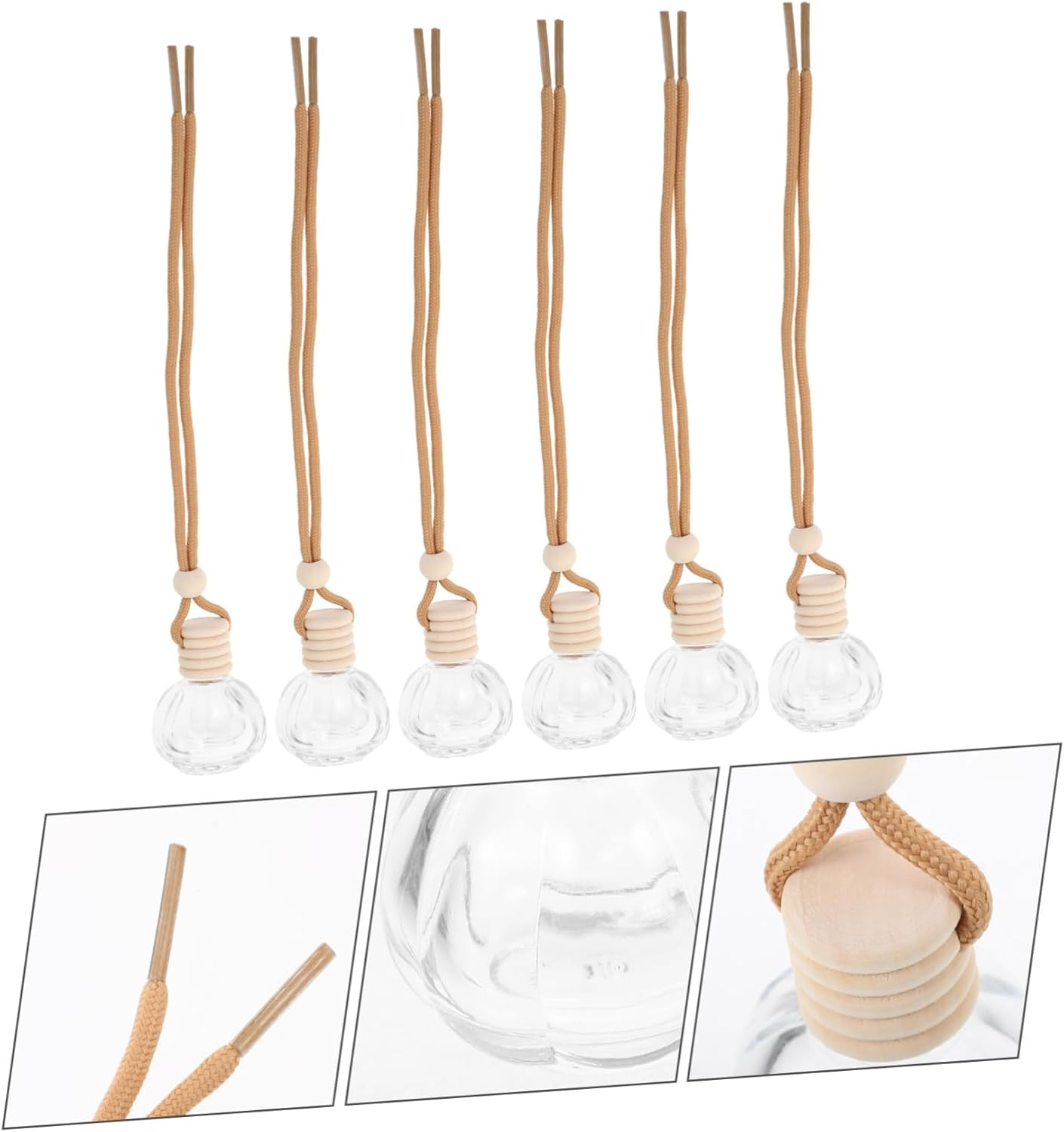 6Pcs Aromatherapy Car Diffuser Bottle Pendants Elegant Hanging Perfume Bottles for Auto Decor Transparent for Office Home and Vehicle Freshening image number 3
