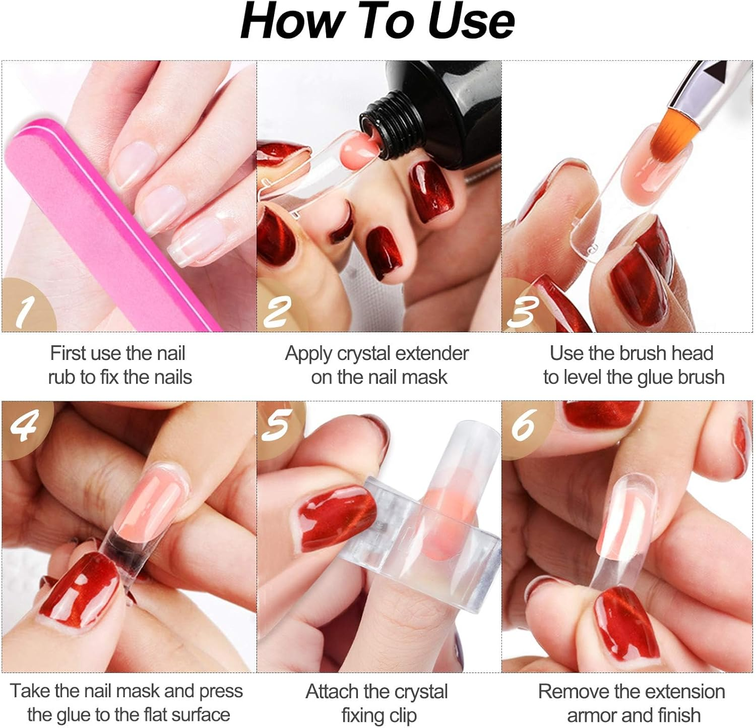 EBANKU 100 T Shape Gel Nail Mold Kit with Dual Acrylic Nail Extension Tools & Accessories image number 5