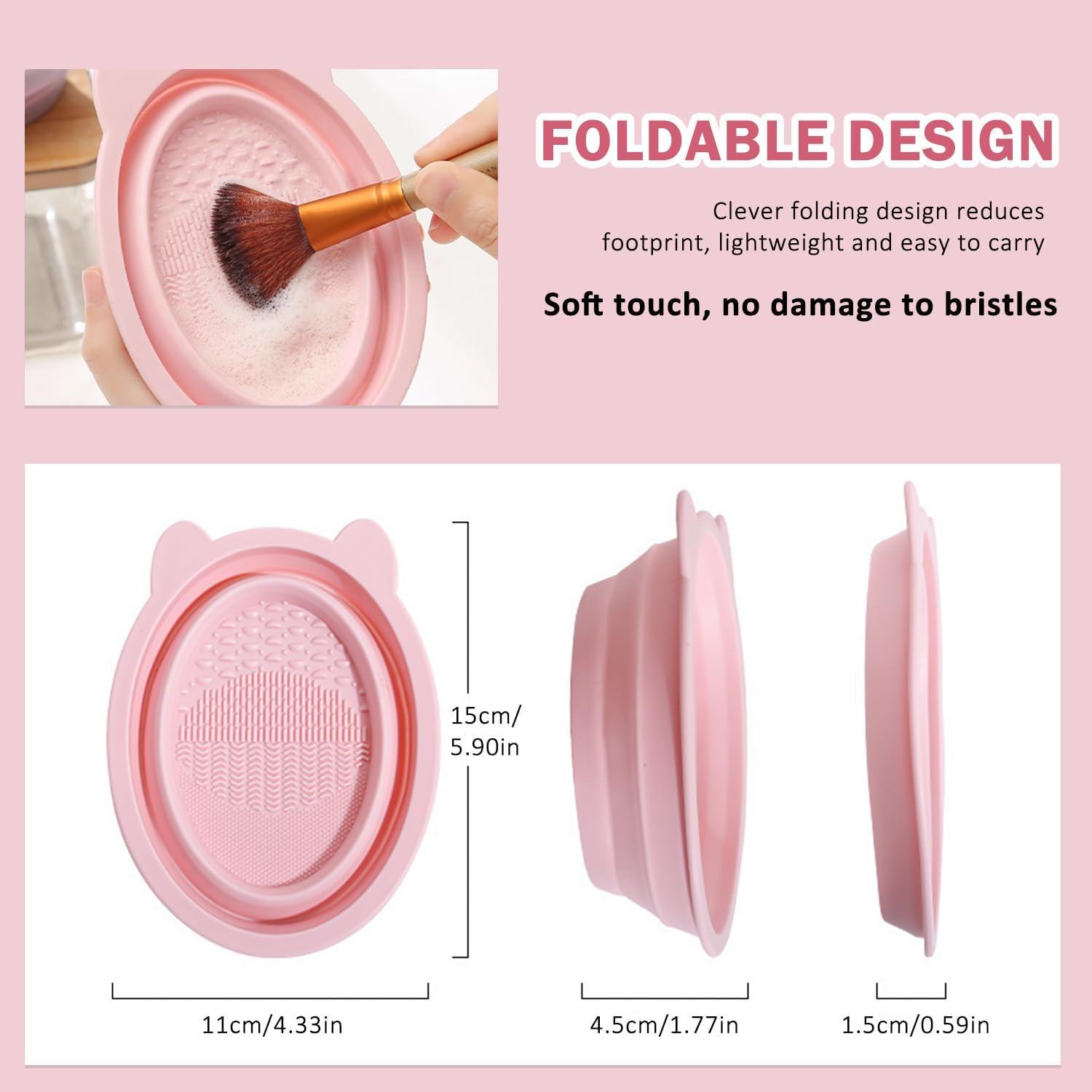 WALWAL Makeup Brush Cleaner Bowl, Portable Foldable Silicone Brush Cleaner for Travel & Home, Deep Cleaning Tool for Makeup Brushes, Sponges image number 2