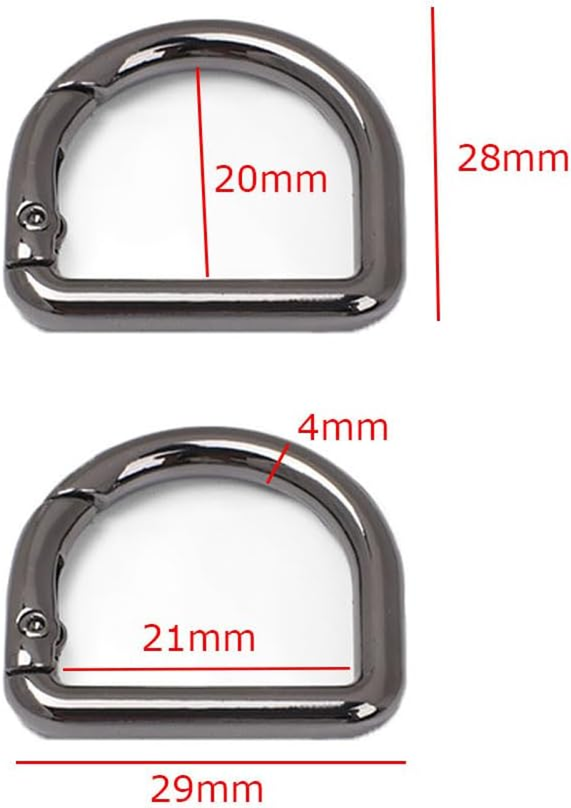 Naisfei 10 Pcs Metal Spring Clasp D Shape Snap Clip Hook Spring Keyring Buckles, Buckles Clasp Clamps for Backpacks Handbag, D Ring for Hardware Bags Ring Hand DIY Accessories(Black) image number 1
