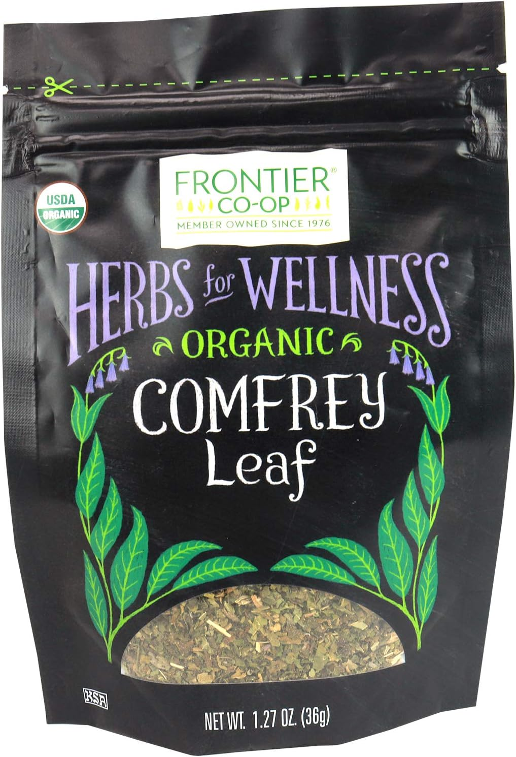 Frontier Co-Op Comfrey Leaf, Cut & Sifted, Certified Organic | 1.27 Oz (36G) Resealable Bag | Symphytum Officinale L.