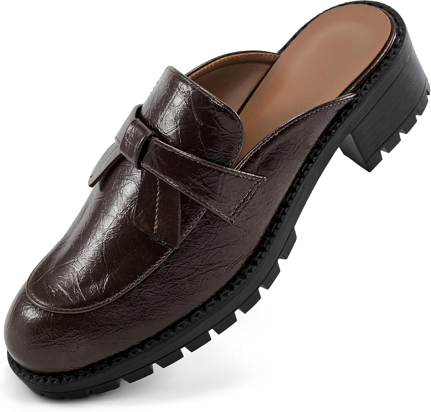 Ecetana Mules for Women Dressy Comfortable Slip on Chunky Backless Loafers Casual Slides Shoes for Business Fashion