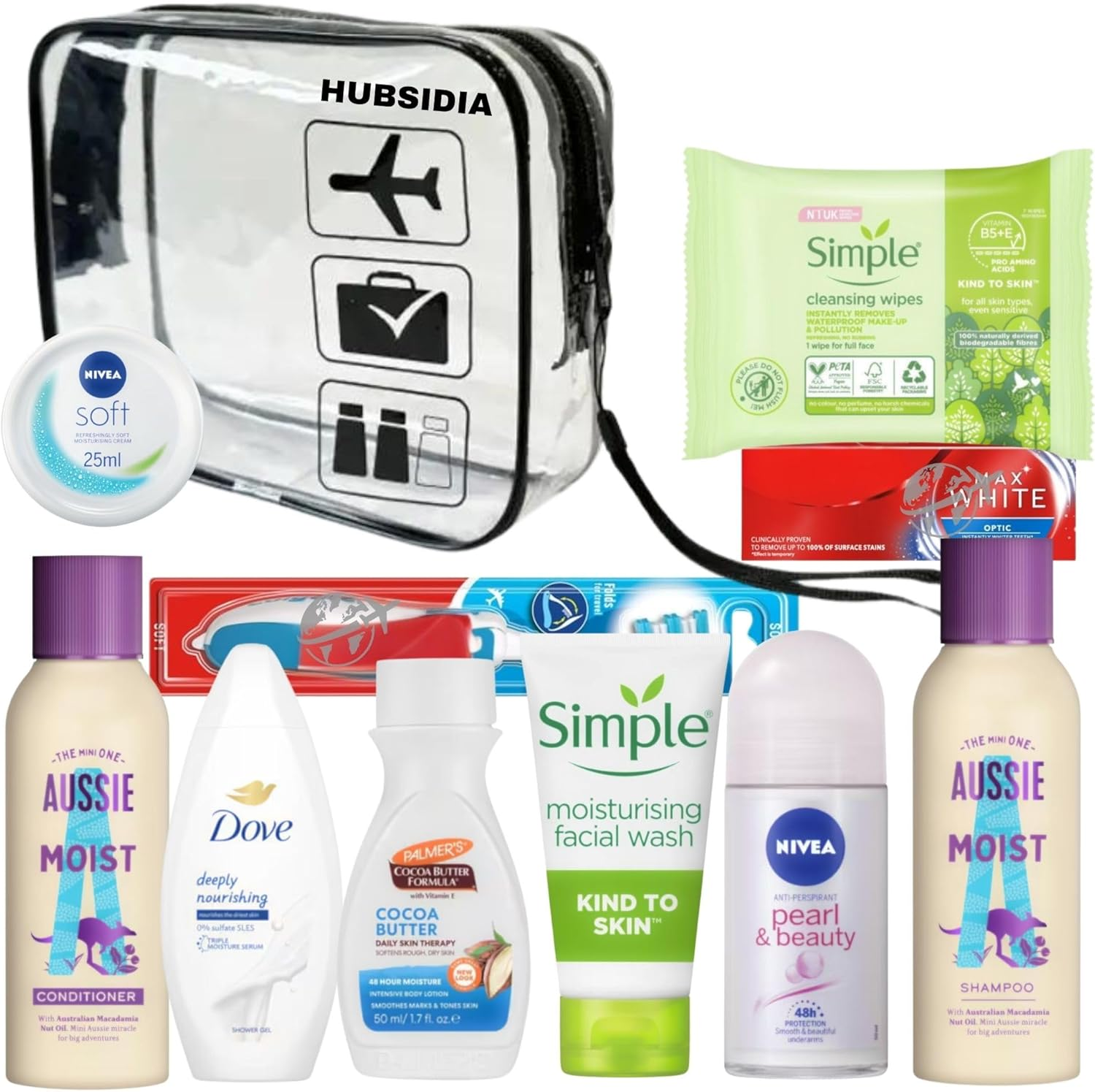 Travel Size Toiletries Essentials Set for Women | Mini Toiletries | Travel Size Toiletries Women Kit for Holidays, Vacation, Hospital, Maternity with Hubsidia Airport Security Approved Liquids Bag image number 3