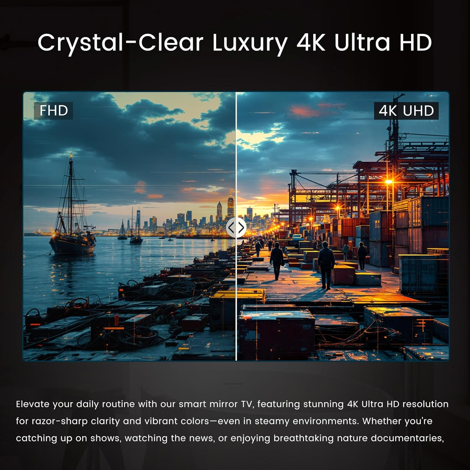 Elecsung 43 Inch LED Light Mirror TV 4K Screen Decoration Makeup LED Mirror ATSC Goog-Le System Voice Control Built-In DTV Tuner image number 3