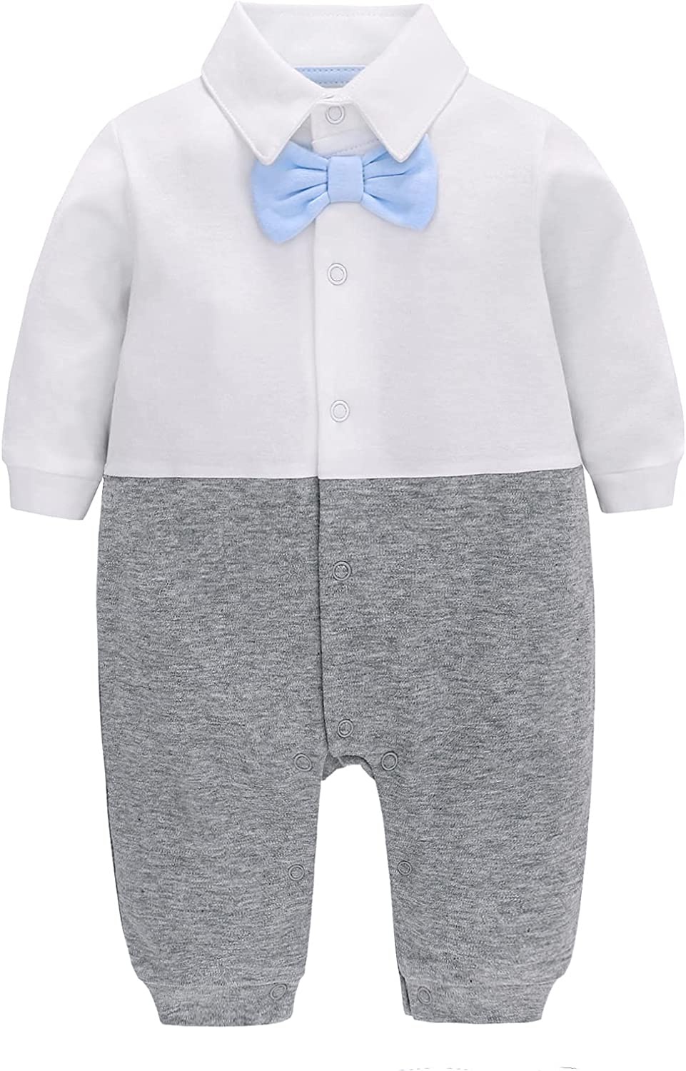 Famuka Baby Boy Formal Suit Gentleman Romper and Stripe Vest Two Pieces Wedding Tuxedo Outfit image number 5