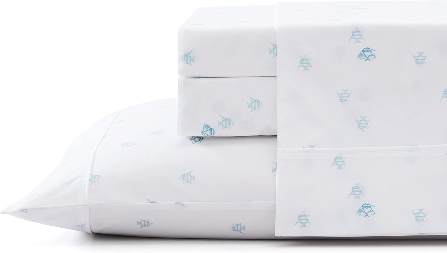 Tommy Bahama - Queen Sheets, Cotton Percale Bedding Set, Crisp & Cool, Stylish Home Decor (Crane Flower Green, Queen)