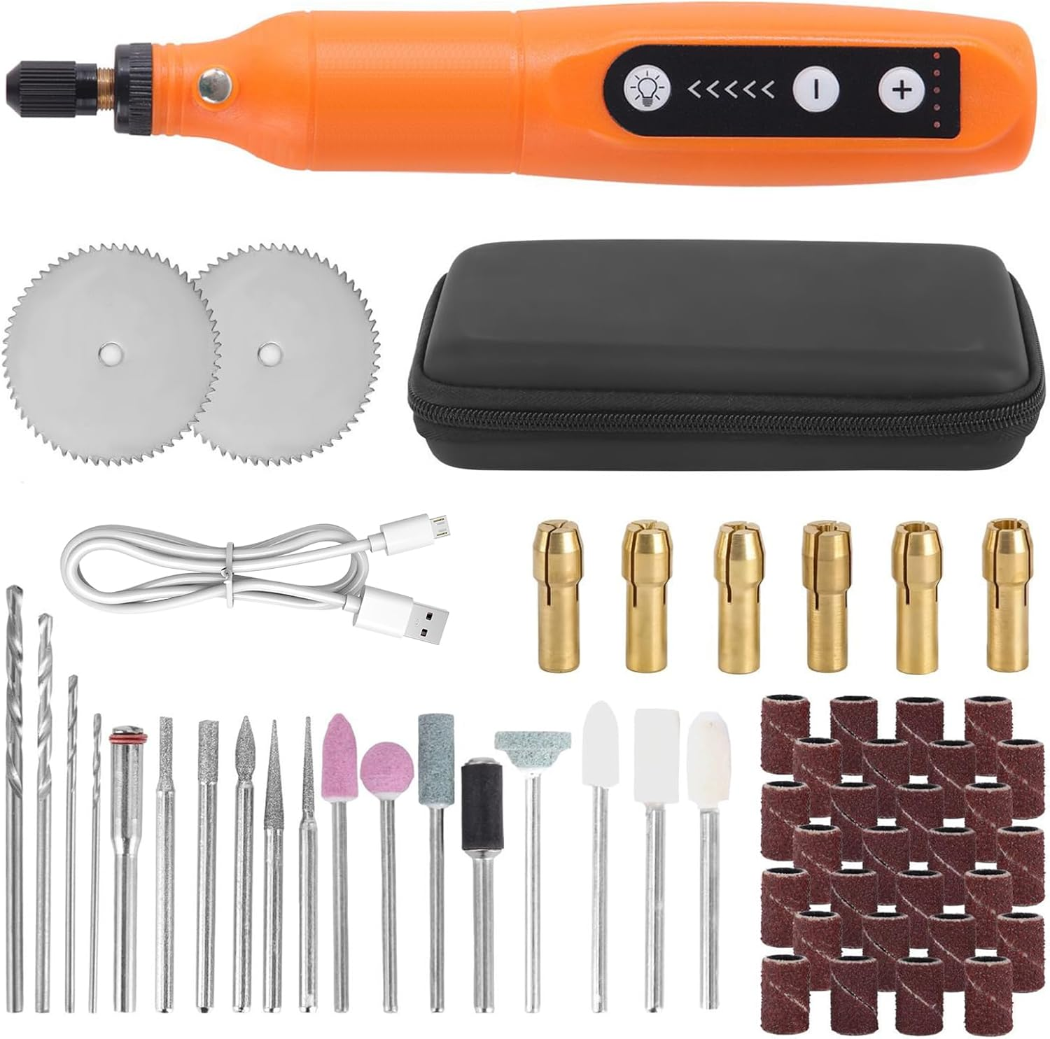 Powerful Mini Cordless Rotary Tool Kit with 5-Speed and USB Charging, 58 Accessories for Engraving, Polishing, Etching image number 6