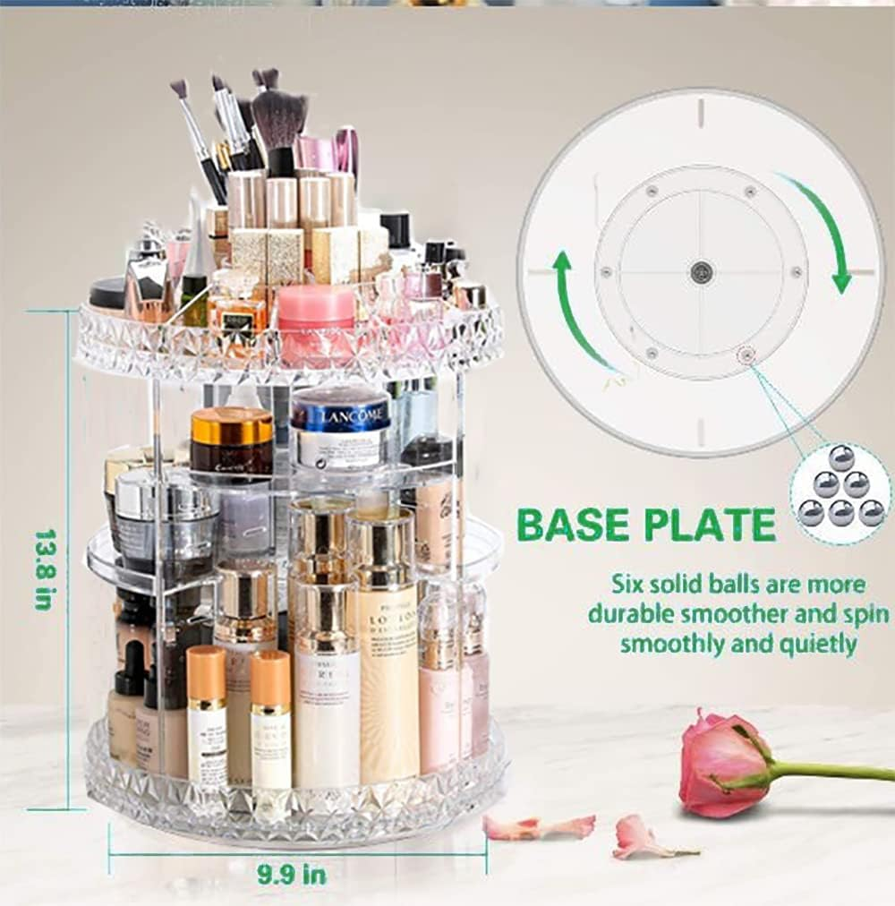 Uandhome Acrylic Makeup Organiser, Rotating 7 Layer Large Capacity Cosmetics Organiser, 360 Degree Cosmetic Organiser Transparent Make up Organisers and Storage Perfect for Dresser Bedroom Bathroom image number 6