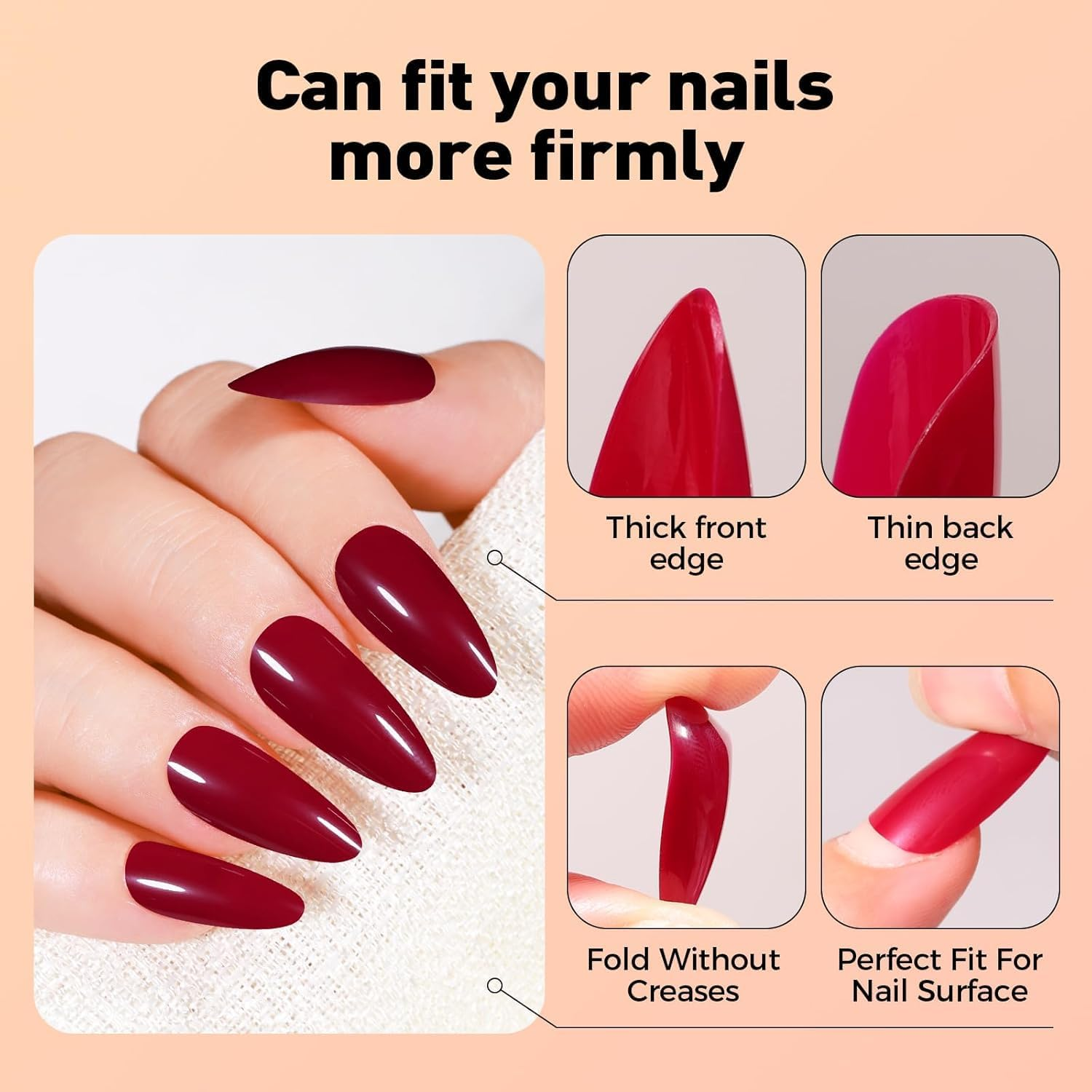 Press on Nails, 24 Colors 576PCS Medium Almond False Nails with 12 Sizes, Full Cover Press on Nails for Women, Lightweight Matte Natural Fake Nails for Nail Art Design (Almond) - Long Square image number 7