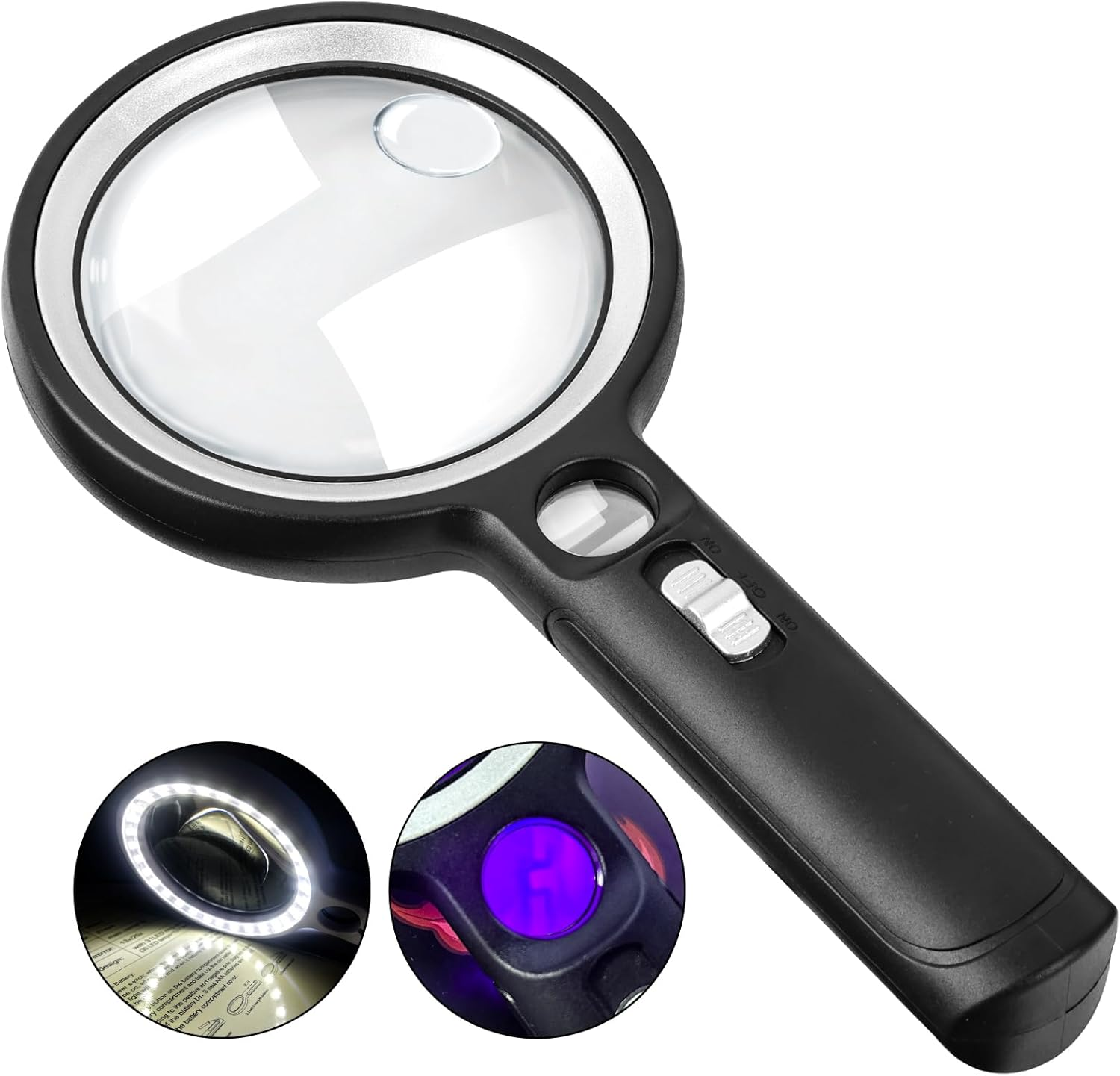 Magnifying Glass with 30 LED Lights, 10X 20X 45X Lighted Magnifying Glass Handheld with 1UV Light, Illuminated Lighted Magnifier for Seniors Reading Watch Repair Soldering Close Work image number 6