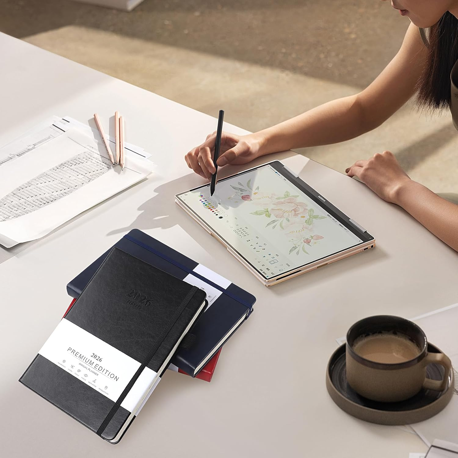 Ztowoto 2026 Academic Diary Page a Day A5, 5.7X8.5" Hardcover Daily Planner 2026 with Pen Holder,Elastic Bond,2026 Teacher Planner Week to View for School,Office and Home(Black) - Dark Green image number 7