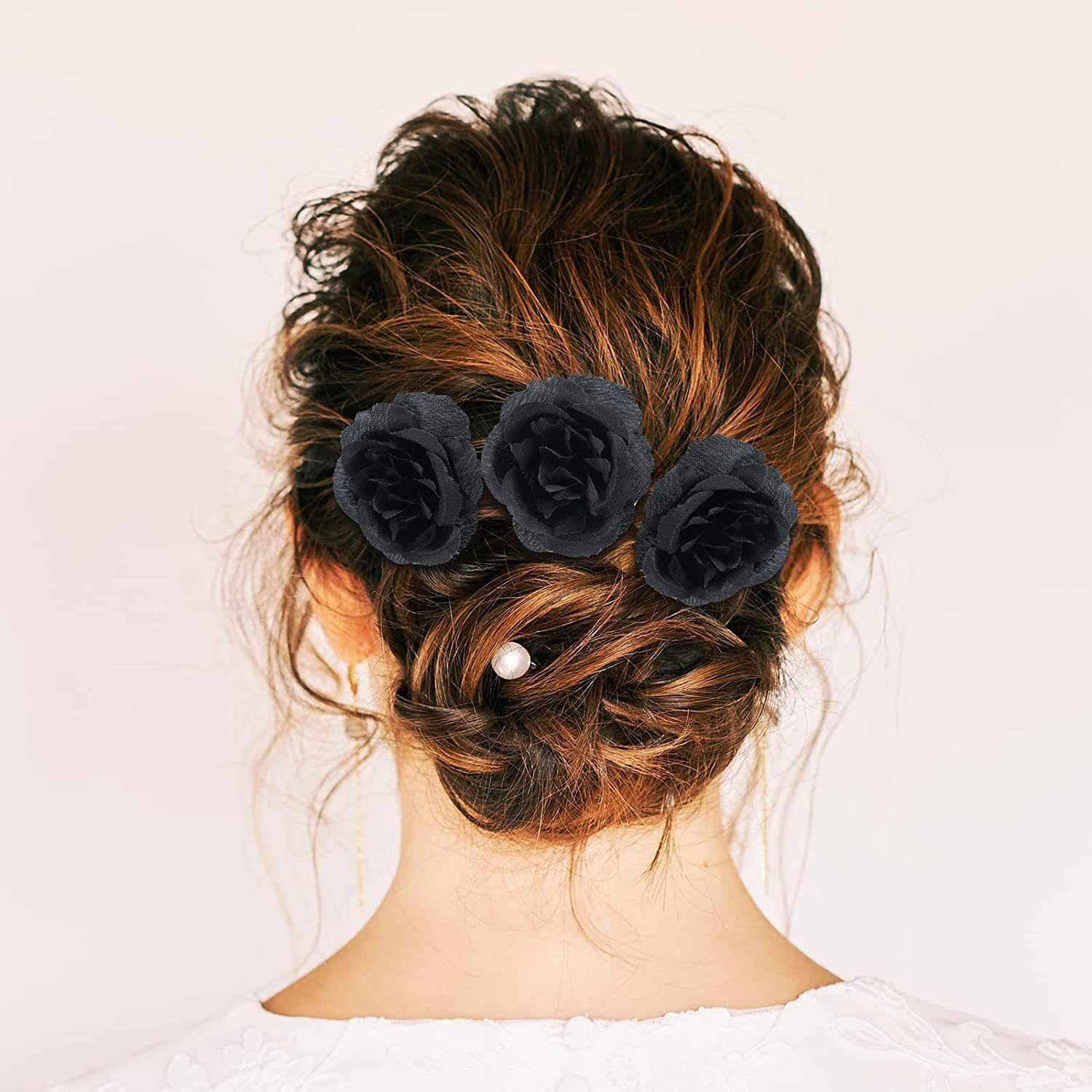 12 Pieces U-Shaped Rose U-Shaped Hairpin, Classic and Fashionable, Elee Hair Accessories for Women for Long Hair and Solid Hairstyle Accessories for New Year Bridesmaids image number 1