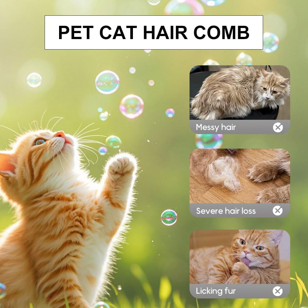 Cat Brush, Cat Brush, Fur Flash Brush, Fur Brush Cat, Flea Comb for Cats, Self-Cleaning Pet Brush, Lice Comb for the Care of Short and Long Hair, Yellow/Green, Pack of 2