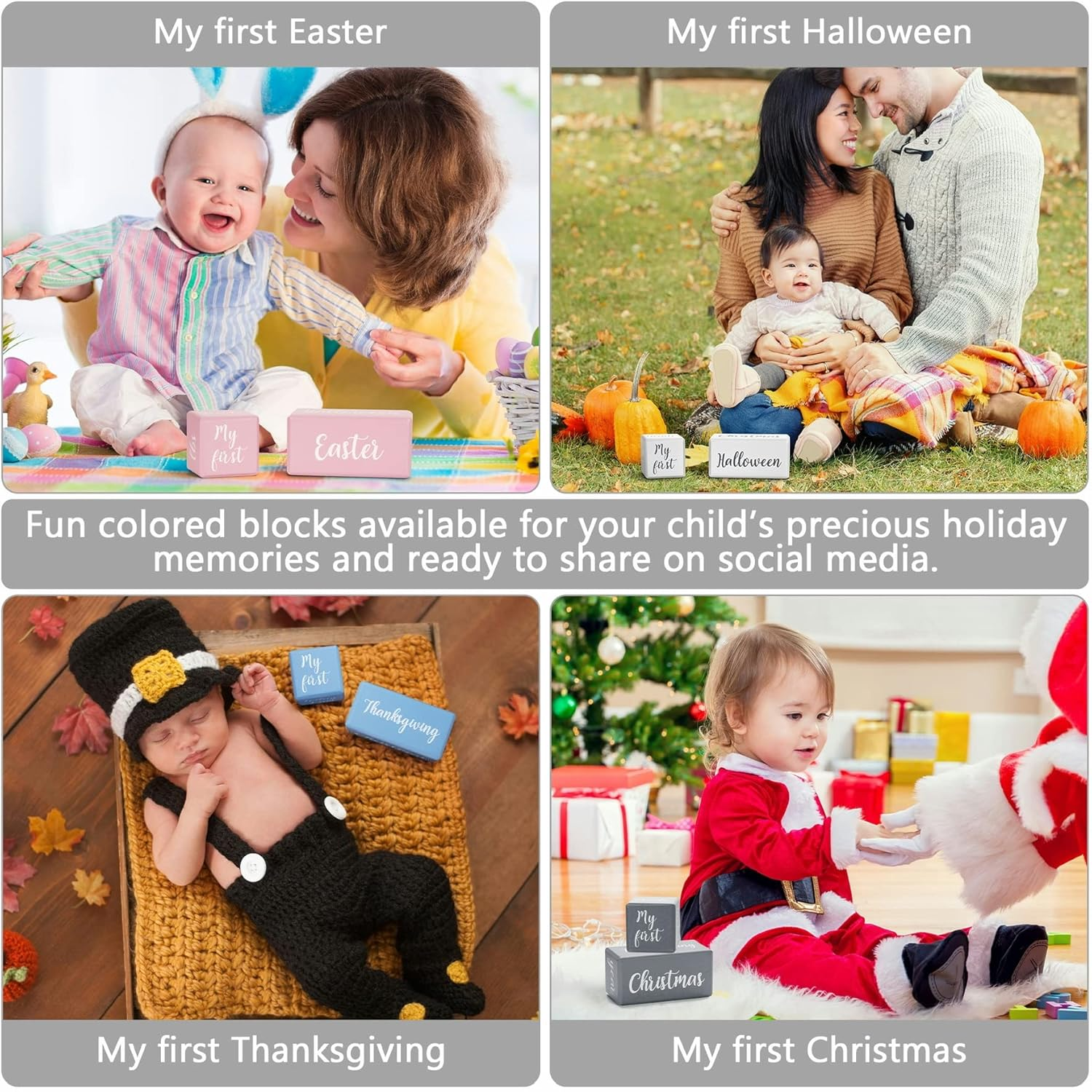 Pink Baby Monthly Milestone Blocks with Bag. Baby Age Blocks for Girl or Boy Baby Photo Props and Baby Shower. Month Baby Milestone Blocks with Grammatically Correct Month and Year - Pink image number 6