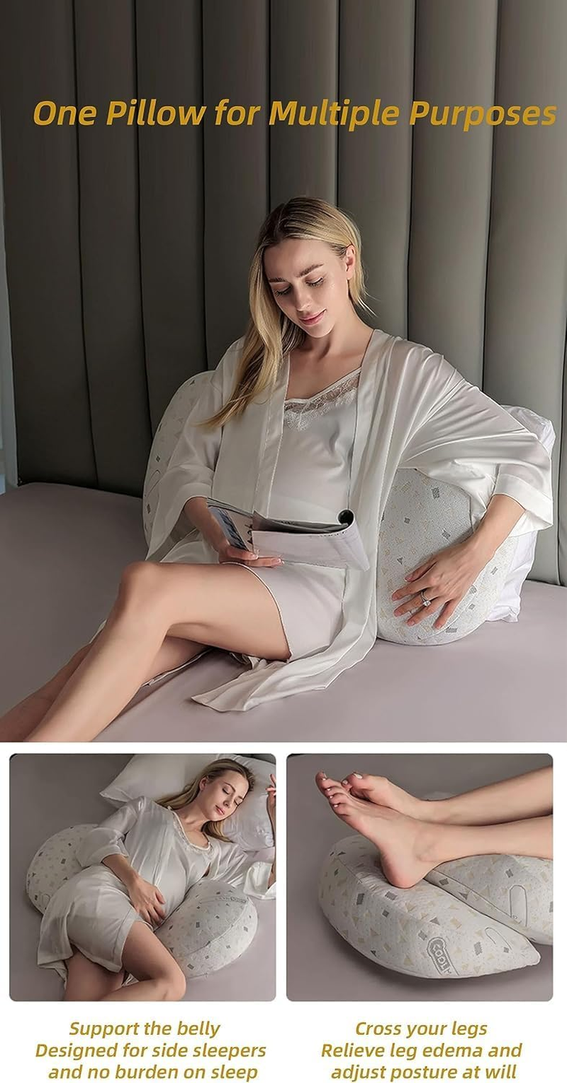 Pregnancy Pillows for Sleeping, Pregnancy Belly Side Sleeping Pillow, Maternity Waist Pillow, Comfortable Support Back HIPS Legs, Detachable Body Pillow for Pregnant Women with Auxiliary Pillow image number 3