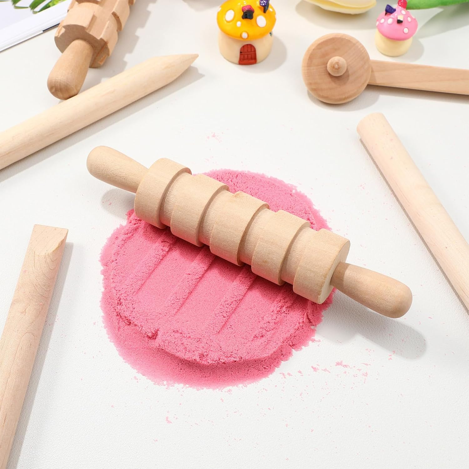 12Pcs Wooden Tools Set - Smooth & Safe Clay Shaping Tools for Kids DIY Craft, Compatible with Plasticine, Air-Dry Clay, Polymer image number 3